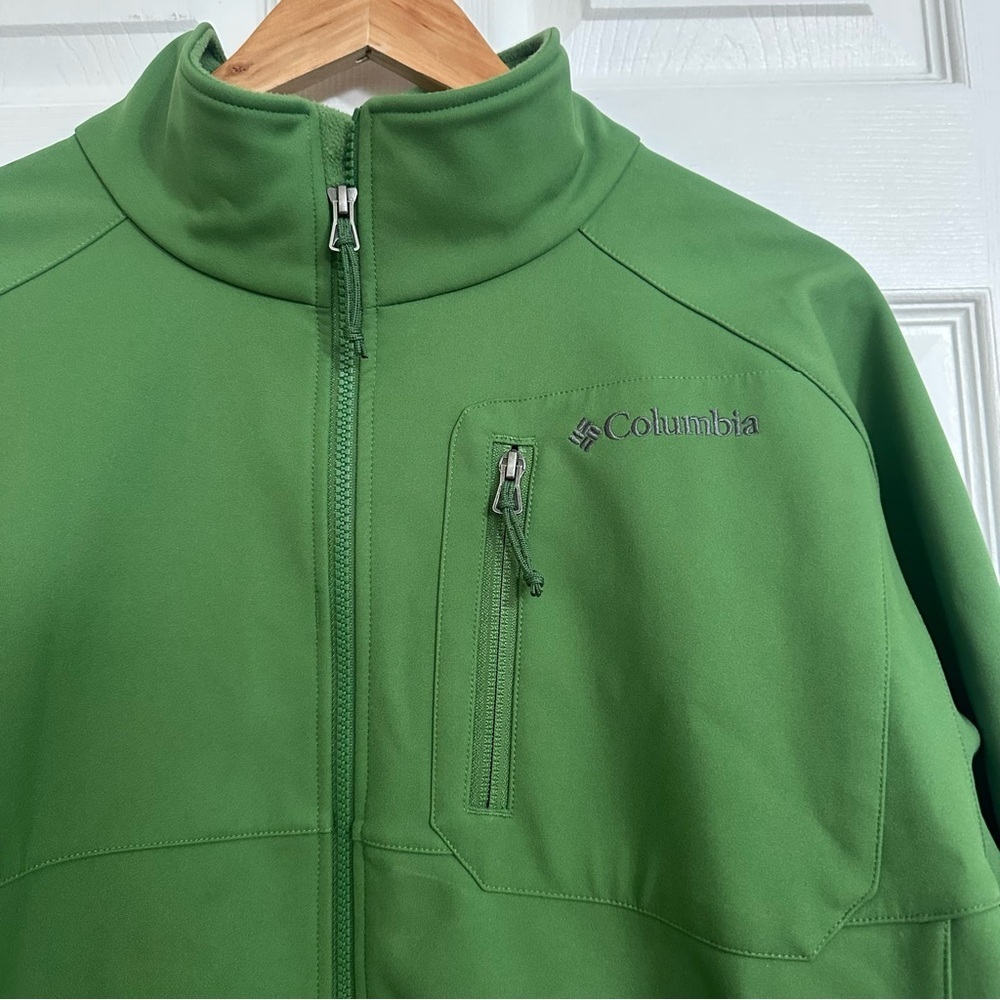 Columbia Softshell Jacket Mens XL Green Full Zip Outdoor Fleece Lined Coat - Picture 4 of 8